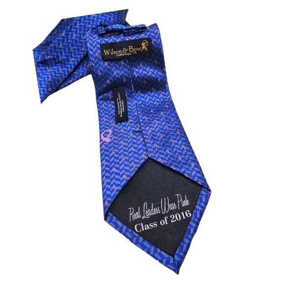 Wilson & Bow Breast Cancer Awareness Neck Tie, Blue, Silk,  NWT - Picture 3 of 7